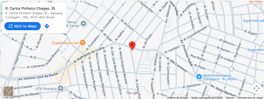 Mapa da localização do Depósito Balneário Gás na R. Carlos Pinheiro Chagas, 35, Ressaca, Contagem — MG